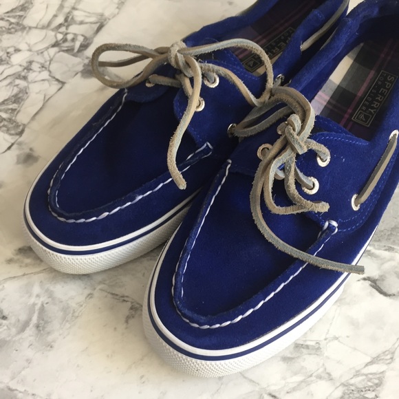 blue suede boat shoes